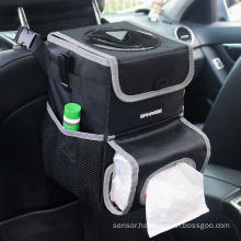2020 new design car seat organizer with lid and storage, car dust bin car garbage can